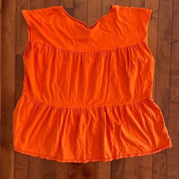 LOFT Outlet Women's Orange Tiered Top Size Large - Picture 3 of 5